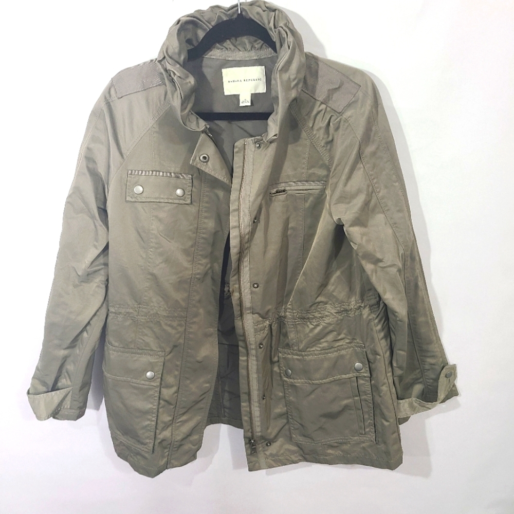 Banana Republic Women's Size Medium M Vented Rain Trench Parka‎ Jacket Gray